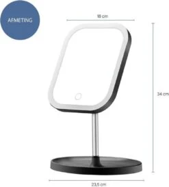 LYVION Make-up Spiegel Op Standaard Met LED / Met 3 Lichtkleuren / Make-up Spiegel / Make-up Standaard / Werkt Op 4 AAA-batterijen Of Micro USB Kabel / Touch - Zwart -Modecosmetica Winkel 1086x1200 3