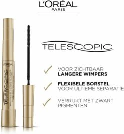 L’Oréal Paris Telescopic Black - Lengte Mascara Voor Zichtbaar Langere Wimpers - Zwart - 8 Ml – 3 Stuks 10 L’Oréal Paris Telescopic Black - Lengte Mascara Voor Zichtbaar Langere Wimpers - Zwart - 8 Ml – 3 Stuks -Modecosmetica Winkel 1109x1200