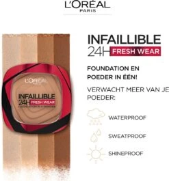 L’Oréal Paris Infallible 24H Fresh Wear Foundation In A Powder - 330 Hazelnut -Modecosmetica Winkel 1118x1200