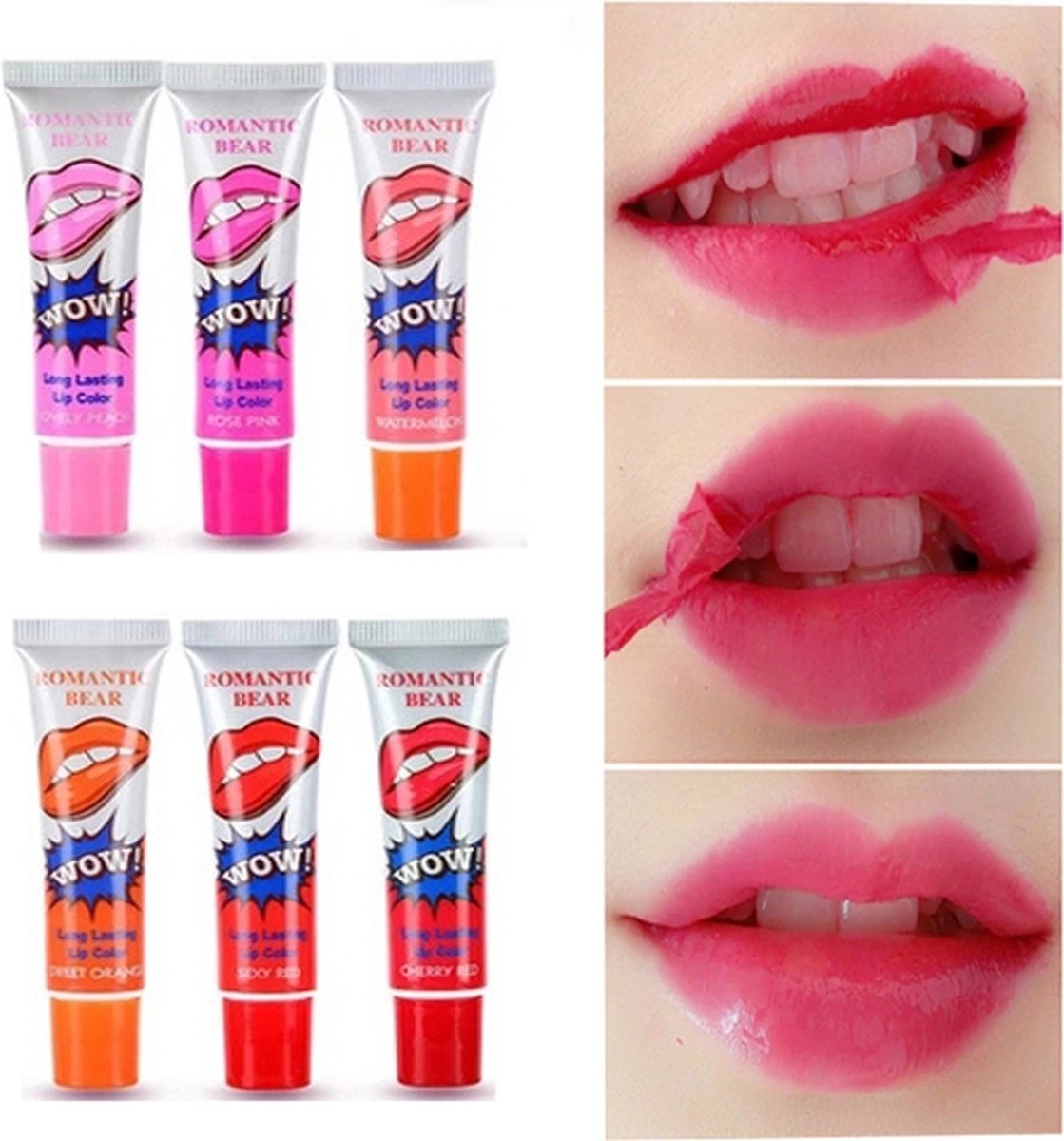 New Romantic Bear Peel Off Liquid Lipstick Waterproof - Langdurig Lipgloss - SEXY RED 4 New Romantic Bear Peel Off Liquid Lipstick Waterproof - Langdurig Lipgloss - SEXY RED - Afbeelding 2