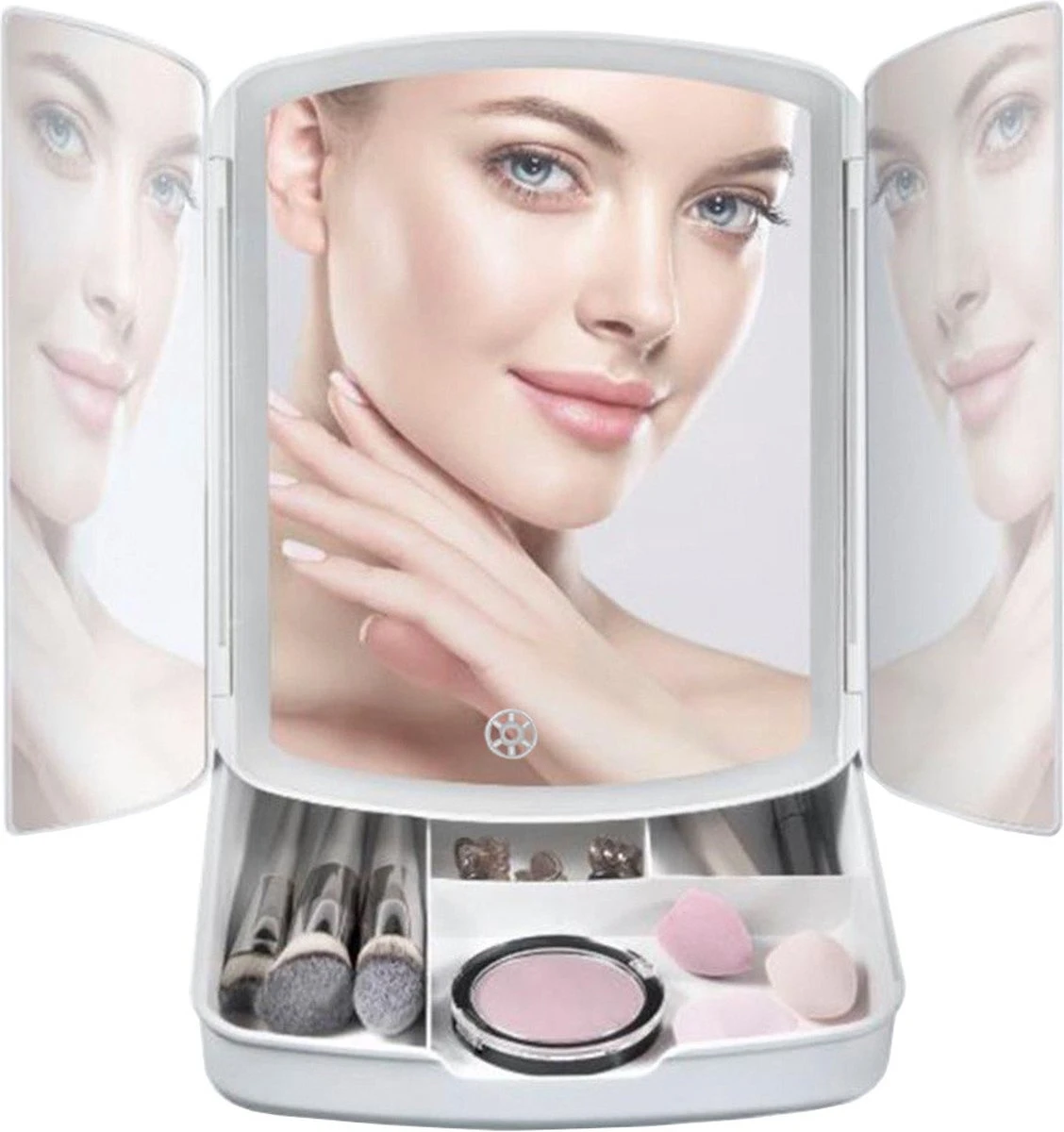 Merkloos Make-up Organizer Met Spiegel En LED Van METU-Online - Make Up Opberger - Make Up Spiegel Met Led Lamp - Makeup Opbergdoos - Make-up Spiegel Wit - Make Up Spiegel Met Verlichting En Usb - Make Up Koffer - Make Up Tafel - Make Up Organizer 4 Merkloos Make-up Organizer Met Spiegel En LED Van METU-Online - Make Up Opberger - Make Up Spiegel Met Led Lamp - Makeup Opbergdoos - Make-up Spiegel Wit - Make Up Spiegel Met Verlichting En Usb - Make Up Koffer - Make Up Tafel - Make Up Organizer - Afbeelding 2