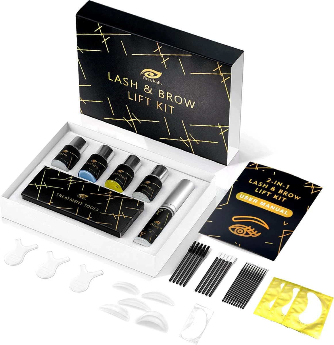 Flora Ruby Professionele 2 In 1 Lash Lift & Brow Lamination Kit - Wimper & Wenkbrauw Lifting Set - Permanente Wimperkruller - Brow Soap 4 Flora Ruby Professionele 2 In 1 Lash Lift & Brow Lamination Kit - Wimper & Wenkbrauw Lifting Set - Permanente Wimperkruller - Brow Soap - Afbeelding 2