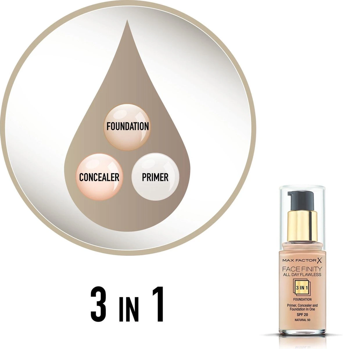 Max Factor Facefinity All Day Flawless 3-in-1 Liquid Foundation - 050 Natural 15 Max Factor Facefinity All Day Flawless 3-in-1 Liquid Foundation - 050 Natural - Afbeelding 13