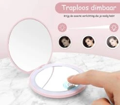 Led-verlichte Oplaadbare Compacte Make-up Spiegel Rond |1 X 2 X Vergroting | Make-upspiegel | Zakspiegel | Handspiegel | Reisspiegel | Dimbaar|als Cadeau | USB-lader | Rond | Zwart -Modecosmetica Winkel 1200x1056 5