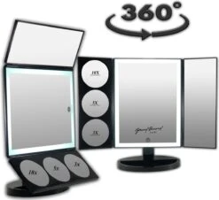 GROTE, Drieluik LED Make-up Spiegel Touch Knop En Dimmer 1, 3, 5 En 10 Maal Vergroting Inclusief Usb Kabel, Spiegels -Modecosmetica Winkel 1200x1096 4