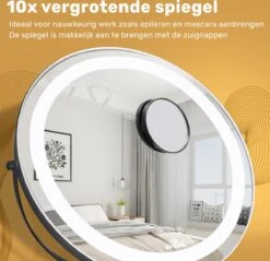 Great's® Make Up Spiegel Met LED Verlichting - ⌀ 40cm - Visagie Spiegel Rond - Extra Close Up Spiegeltje 10x - Zwart 15 Great's® Make Up Spiegel Met LED Verlichting - ⌀ 40cm - Visagie Spiegel Rond - Extra Close Up Spiegeltje 10x - Zwart -Modecosmetica Winkel 1200x1162