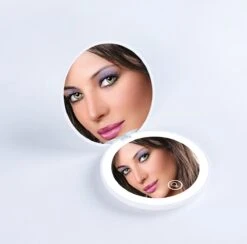 Led-verlichte Oplaadbare Compacte Make-up Spiegel Rond |1 X 2 X Vergroting | Make-upspiegel | Zakspiegel | Handspiegel | Reisspiegel | Dimbaar|als Cadeau | USB-lader | Rond | Zwart -Modecosmetica Winkel 1200x1186 3