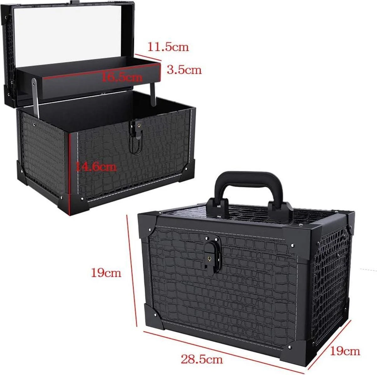 Make Up Koffer- Make Up Organizer- Beautycase -zwart -Make-upkoffer- Multifunctionele Koffer- Make-upkoffer- Sieradenkoffer- Kapperskoffer- Afneembare Schouderriem- Klassieke Zwarte Beautycase 9 Make Up Koffer- Make Up Organizer- Beautycase -zwart -Make-upkoffer- Multifunctionele Koffer- Make-upkoffer- Sieradenkoffer- Kapperskoffer- Afneembare Schouderriem- Klassieke Zwarte Beautycase - Afbeelding 8