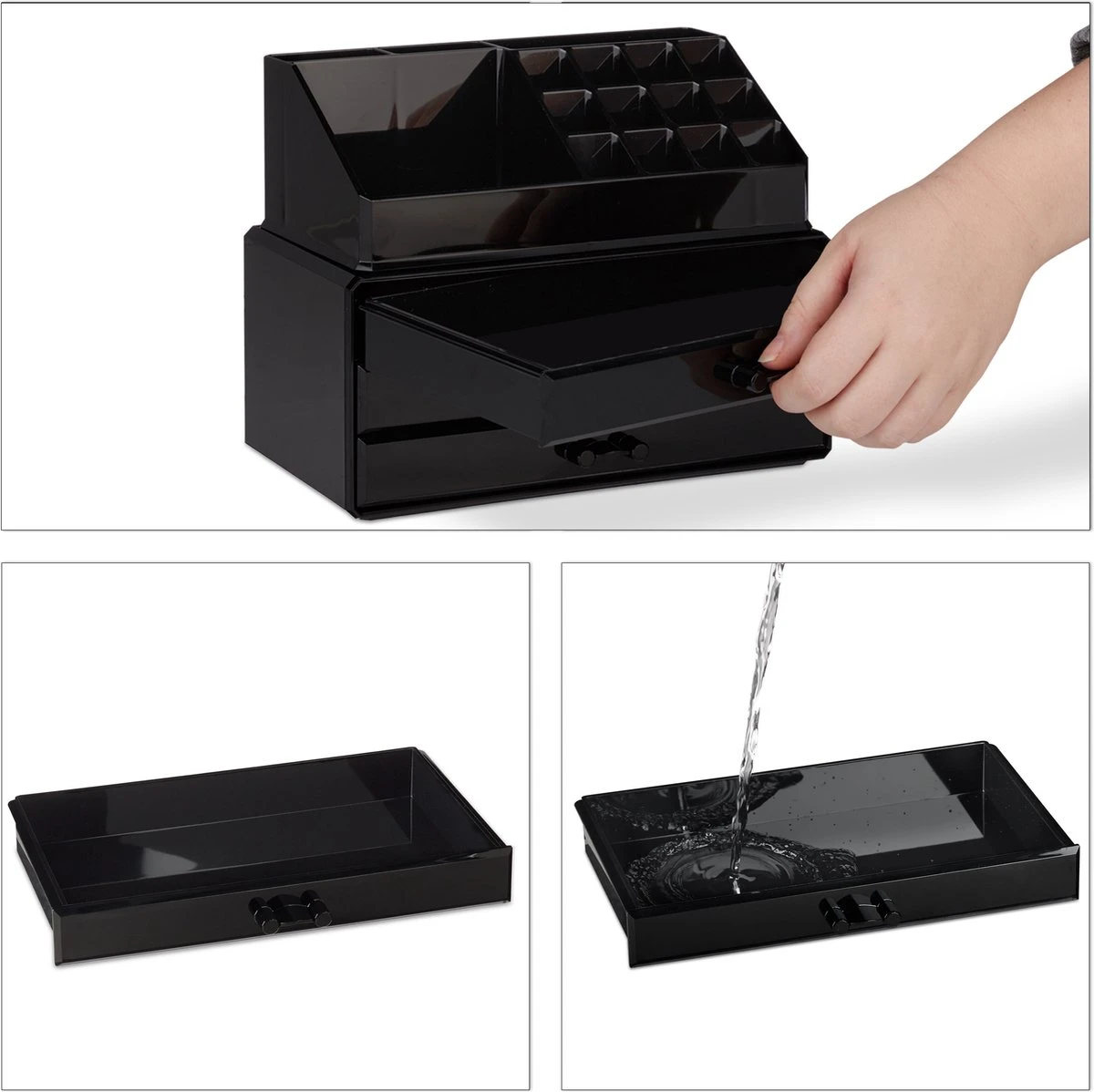 Relaxdays Make-up Organizer - Sieradendoosje - Cosmetica - Zwart 19 Relaxdays Make-up Organizer - Sieradendoosje - Cosmetica - Zwart - Afbeelding 17