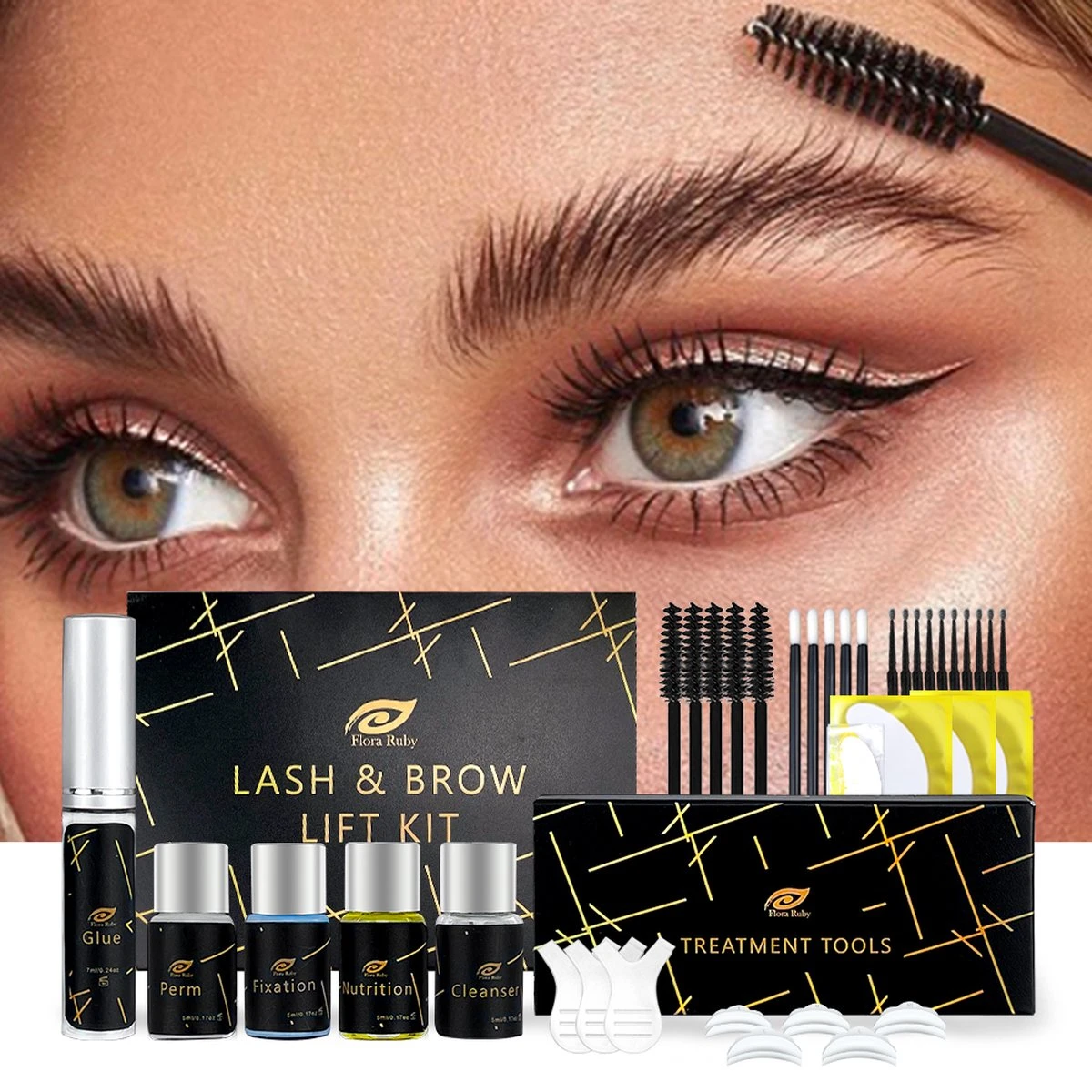 Flora Ruby Professionele 2 In 1 Lash Lift & Brow Lamination Kit - Wimper & Wenkbrauw Lifting Set - Permanente Wimperkruller - Brow Soap 3 Flora Ruby Professionele 2 In 1 Lash Lift & Brow Lamination Kit - Wimper & Wenkbrauw Lifting Set - Permanente Wimperkruller - Brow Soap