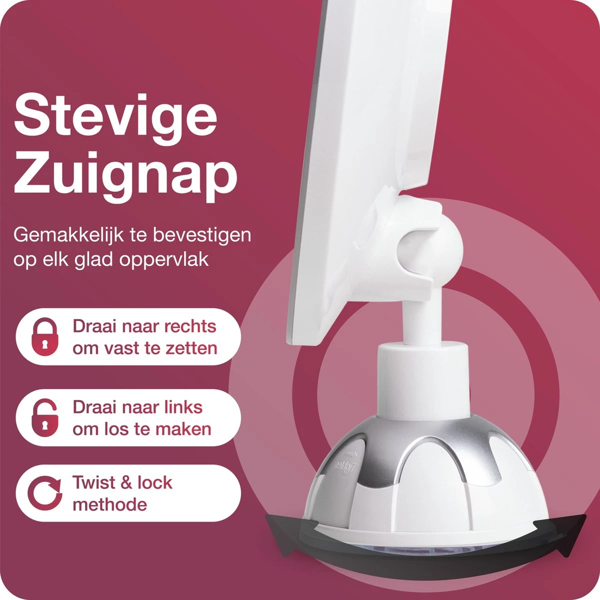 Innovision Make Up Spiegel Met Verlichting En Zuignap - 360° Verstelbaar - 10x Vergroot 6 Innovision Make Up Spiegel Met Verlichting En Zuignap - 360° Verstelbaar - 10x Vergroot - Afbeelding 4