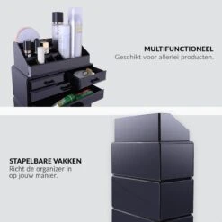 Confibel XXL Acryl Make-up Cosmetica Organizer - Verstelbare Lades - Sieraden/Make-up/Cosmetica Organizer - 11 Compartimenten - Zwart 27 Confibel XXL Acryl Make-up Cosmetica Organizer - Verstelbare Lades - Sieraden/Make-up/Cosmetica Organizer - 11 Compartimenten - Zwart -Modecosmetica Winkel 1200x1200 534