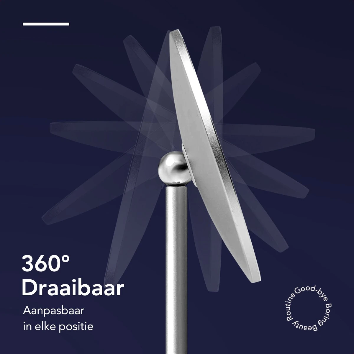 Make-up Spiegel Van Sanicraft® - USB Oplaadbaar - 360 Graden Draaibaar - Make Up Spiegel Met LED Verlichting - Afneembaar 10x Vergroting Spiegeltje - Diameter 17cm 5 Make-up Spiegel Van Sanicraft® - USB Oplaadbaar - 360 Graden Draaibaar - Make Up Spiegel Met LED Verlichting - Afneembaar 10x Vergroting Spiegeltje - Diameter 17cm - Afbeelding 3