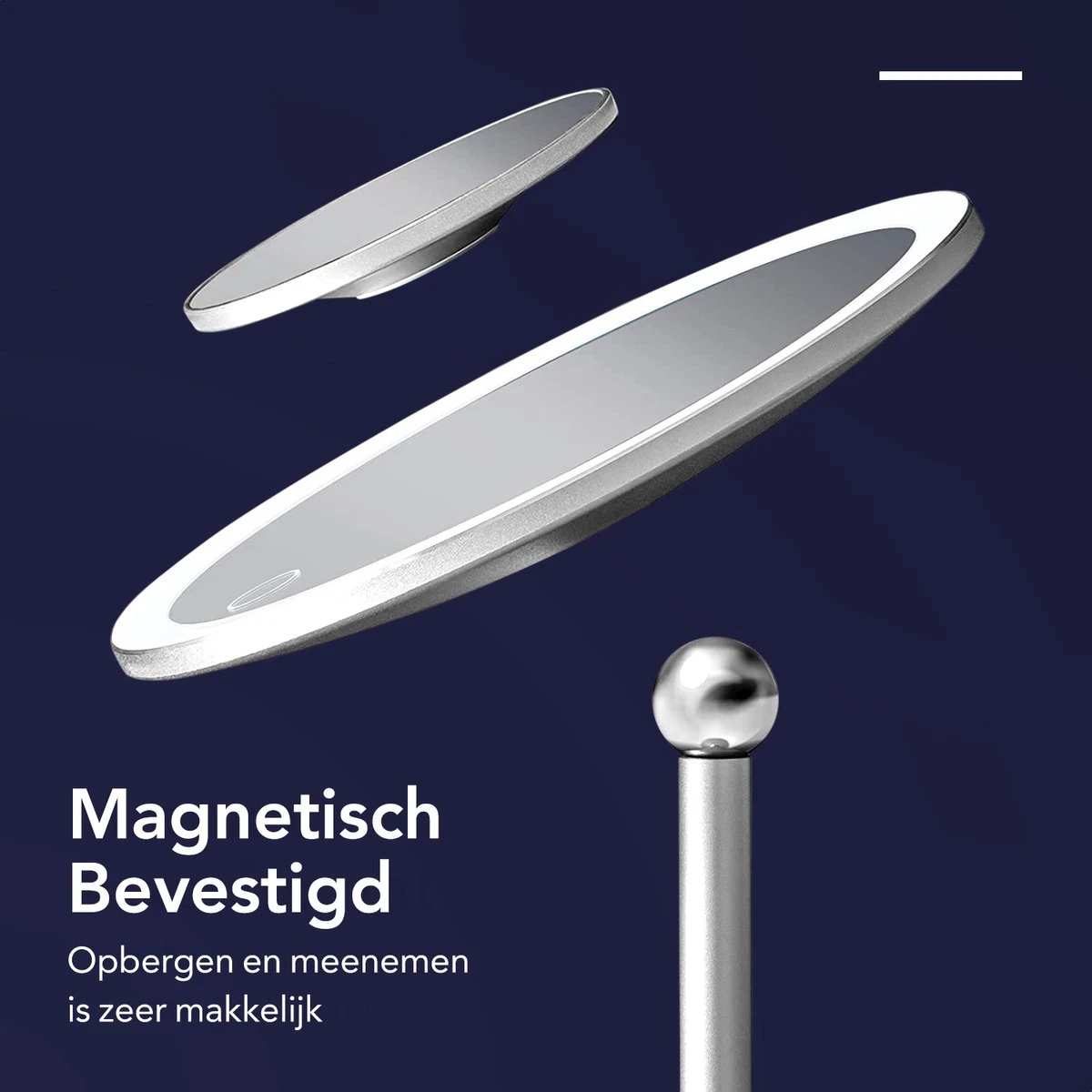 Make-up Spiegel Van Sanicraft® - USB Oplaadbaar - 360 Graden Draaibaar - Make Up Spiegel Met LED Verlichting - Afneembaar 10x Vergroting Spiegeltje - Diameter 17cm 9 Make-up Spiegel Van Sanicraft® - USB Oplaadbaar - 360 Graden Draaibaar - Make Up Spiegel Met LED Verlichting - Afneembaar 10x Vergroting Spiegeltje - Diameter 17cm - Afbeelding 7