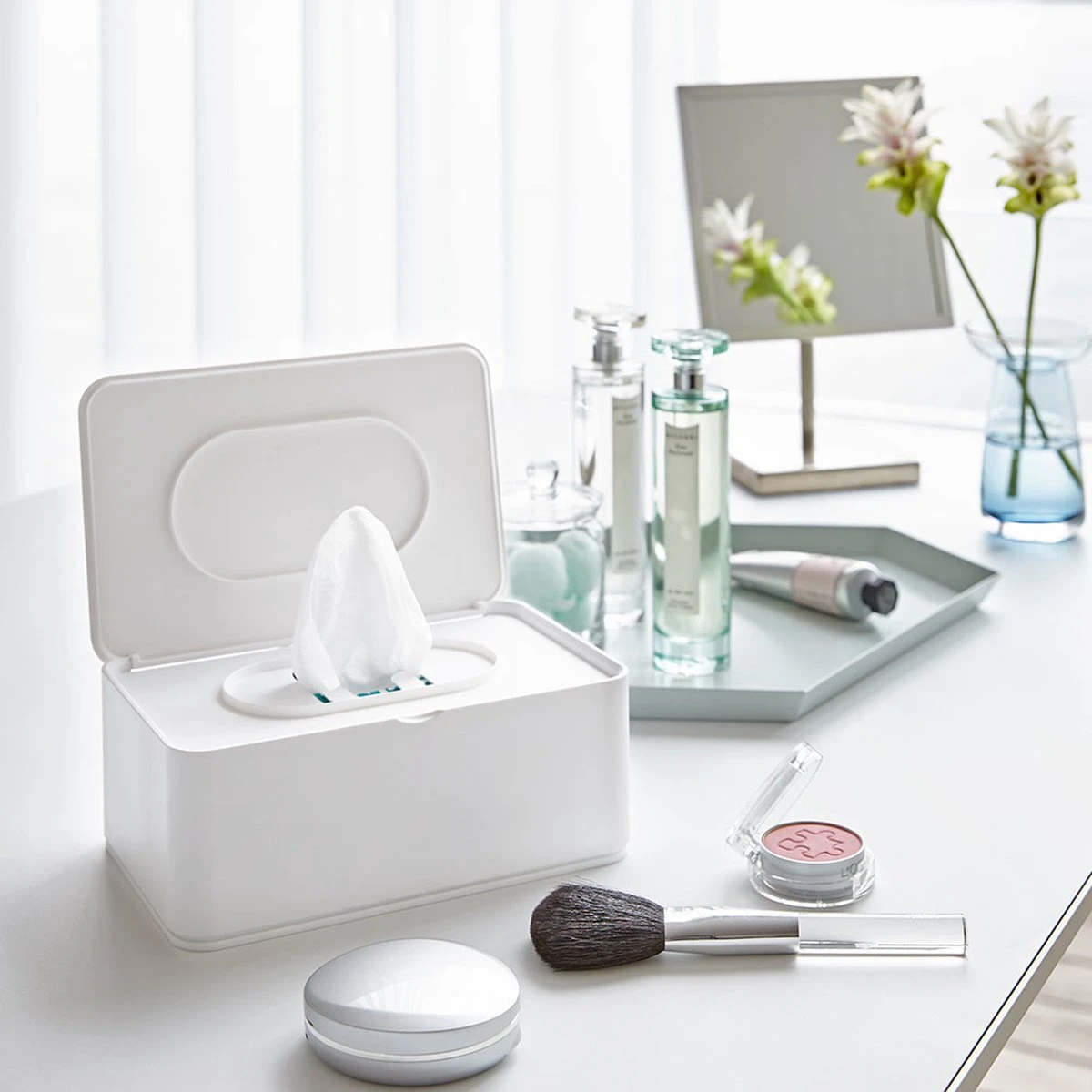 Yamazaki Bakje Voor Vochtige Doekjes - Wit - Met Deksel 3 Yamazaki Bakje Voor Vochtige Doekjes - Wit - Met Deksel