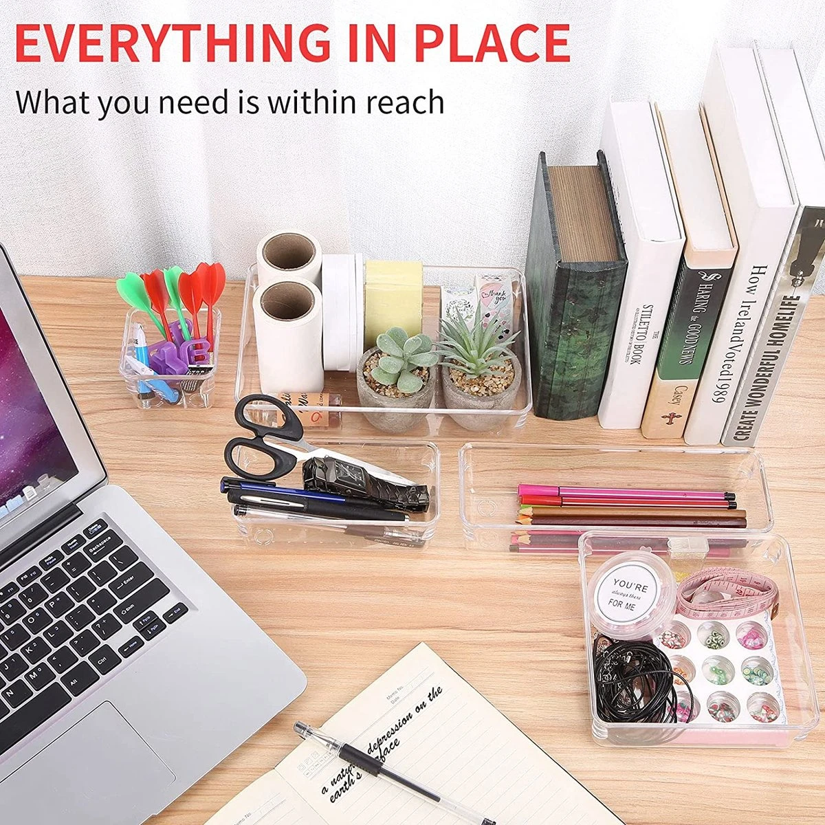 Aokyom Make-uporganizer, 18 Stuks, Kunststof Opbergdozen Voor Kantoor, Lades, Organizer, Lade-organizer, Doorzichtige Lade-inzet Voor Bureau, Keuken, Badkamer 5 Aokyom Make-uporganizer, 18 Stuks, Kunststof Opbergdozen Voor Kantoor, Lades, Organizer, Lade-organizer, Doorzichtige Lade-inzet Voor Bureau, Keuken, Badkamer - Afbeelding 3