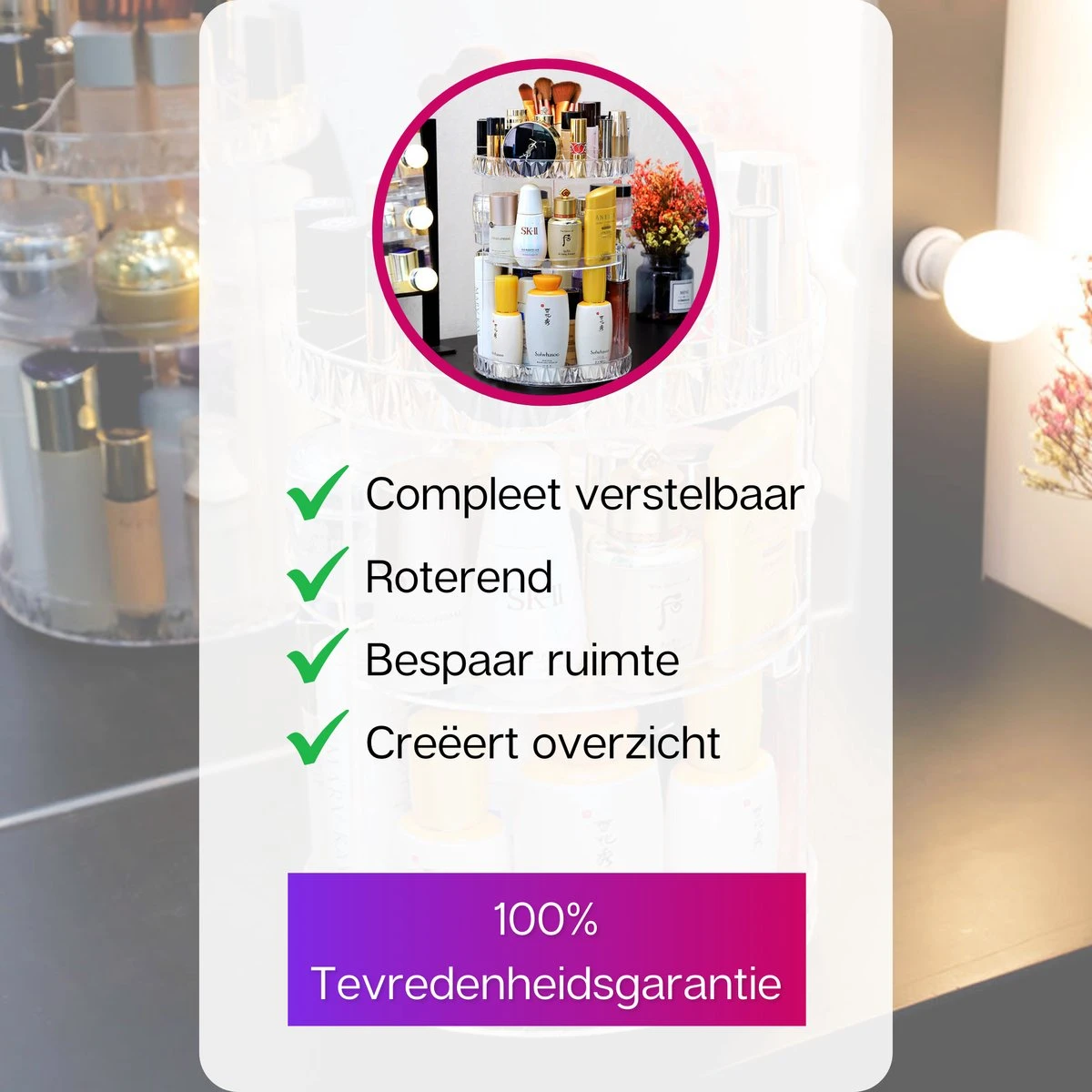 LuZana Make-Up Organizer - Beauty Organizer Voor Make Up - 360° Roterend - Opbergbox - Opbergdoos Cosmetica - Sieradendoos - Nagellak - Lippenstift - Transparant - Cadeautje Voor Vrouw 6 LuZana Make-Up Organizer - Beauty Organizer Voor Make Up - 360° Roterend - Opbergbox - Opbergdoos Cosmetica - Sieradendoos - Nagellak - Lippenstift - Transparant - Cadeautje Voor Vrouw - Afbeelding 4