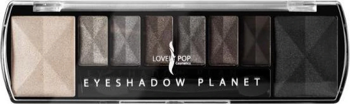 Lovely Pop Cosmetics - Oogschaduw Palette - Planet Mercury - Met Lange Applicator - 8 Kleuren: Wit / Grijs / Zilver / Antraciet / Mat Zwart / Zwart - 1 Doosje Met 9 Gram Inhoud - Afmeting Doosje: 14,7 X 4,4 Centimeter 3 Lovely Pop Cosmetics - Oogschaduw Palette - Planet Mercury - Met Lange Applicator - 8 Kleuren: Wit / Grijs / Zilver / Antraciet / Mat Zwart / Zwart - 1 Doosje Met 9 Gram Inhoud - Afmeting Doosje: 14,7 X 4,4 Centimeter