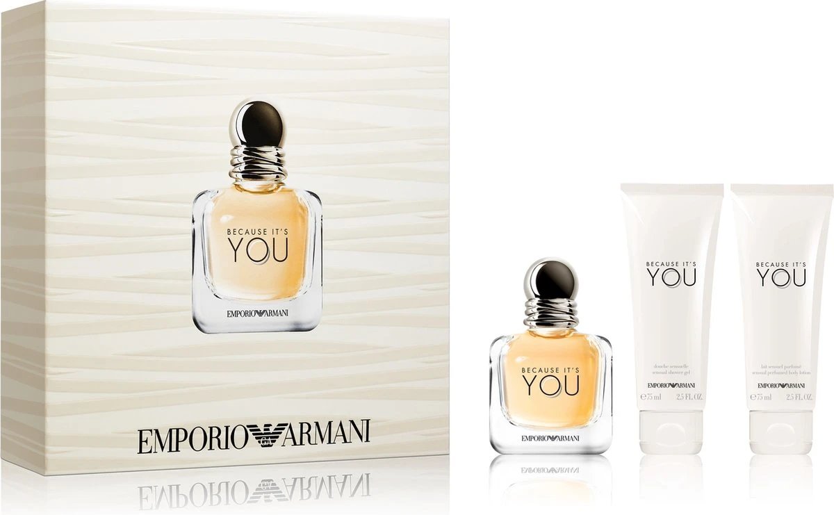 Gift Set Armani Dames Because It's You Eau De Parfum Spray 50 Ml + Bodylotion 75ml + Shower Gel 75 Ml 3 Gift Set Armani Dames Because It's You Eau De Parfum Spray 50 Ml + Bodylotion 75ml + Shower Gel 75 Ml