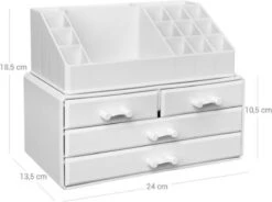 Nancy's Cutler Make-Up Organizer - Make-Up Opslag - 4 Lades - Open Vakken - Wit - Acryl - 24 X 13.5 X 18.5 Cm 12 Nancy's Cutler Make-Up Organizer - Make-Up Opslag - 4 Lades - Open Vakken - Wit - Acryl - 24 X 13.5 X 18.5 Cm -Modecosmetica Winkel 1200x893