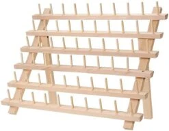 Merkloos Houten Naaigaren Rek - 60 Houders Voor Garen - Voor Naaien & Borduren - Opbergrek Staand - 60 Pinnen - Houder - Organizer - Hout