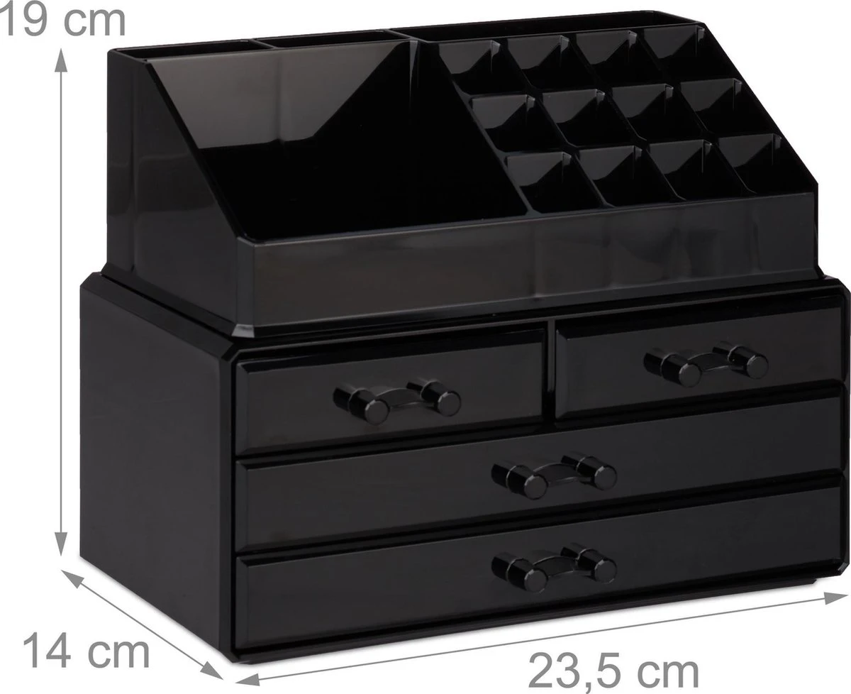 Relaxdays Make-up Organizer - Sieradendoosje - Cosmetica - Zwart 10 Relaxdays Make-up Organizer - Sieradendoosje - Cosmetica - Zwart - Afbeelding 8