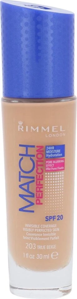Rimmel London Match Perfection Foundation - 203 True Beige 24 Rimmel London Match Perfection Foundation - 203 True Beige -Modecosmetica Winkel 311x1200 4