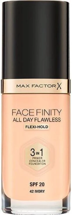 Max Factor Facefinity All Day Flawless 3-In-1 Vegan Foundation 042 Ivory -Modecosmetica Winkel 405x1200 5