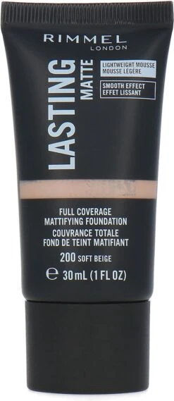 Rimmel London Lasting Matte Foundation - 200 Soft Beige -Modecosmetica Winkel 521x1200