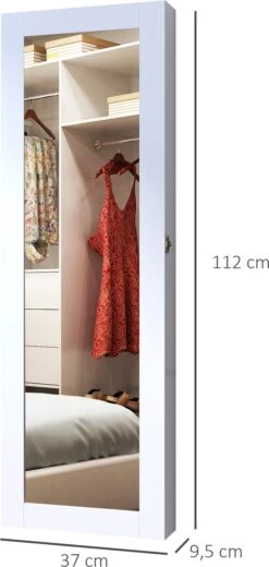 HOMCOM 2-in-1 Sieradenkast Wandspiegel Spiegelkast Sieraden Ladekast Spiegel 833-102WT 14 HOMCOM 2-in-1 Sieradenkast Wandspiegel Spiegelkast Sieraden Ladekast Spiegel 833-102WT -Modecosmetica Winkel 570x1200 2