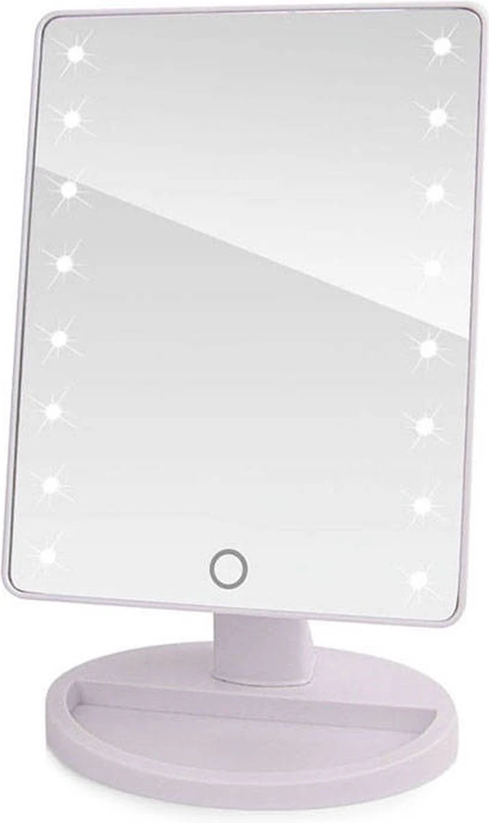 Verlichte Make-up Spiegel 180° Draaibaar 16 Ingebouwde LED Lampjes - Wit 4 Verlichte Make-up Spiegel 180° Draaibaar 16 Ingebouwde LED Lampjes - Wit - Afbeelding 2