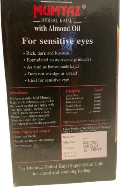 GoodUse Export Mumtaz Herbal Kajal Stick 1 Stuks - Zwarte Eyeliner - Kajal Oogpotlood Zwart - Make Up - Kohl Kajal - Gevoelige Ogen - Amandelolie - Natuurlijk 10 GoodUse Export Mumtaz Herbal Kajal Stick 1 Stuks - Zwarte Eyeliner - Kajal Oogpotlood Zwart - Make Up - Kohl Kajal - Gevoelige Ogen - Amandelolie - Natuurlijk -Modecosmetica Winkel 772x1200 1