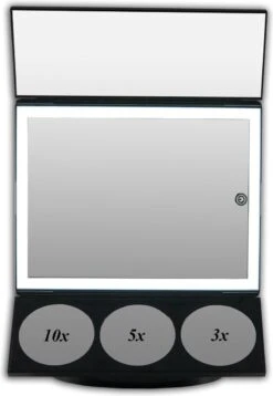 GROTE, Drieluik LED Make-up Spiegel Touch Knop En Dimmer 1, 3, 5 En 10 Maal Vergroting Inclusief Usb Kabel, Spiegels -Modecosmetica Winkel 829x1200 2