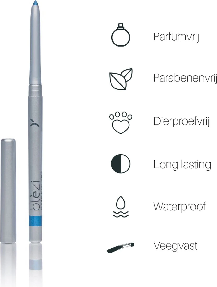 Blèzi® Automatic Eye Pencil 30 Brilliant Blue - Oogpotlood Waterproof - Blauw Felblauw 6 Blèzi® Automatic Eye Pencil 30 Brilliant Blue - Oogpotlood Waterproof - Blauw Felblauw - Afbeelding 4