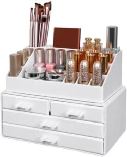 Nancy's Cutler Make-Up Organizer - Make-Up Opslag - 4 Lades - Open Vakken - Wit - Acryl - 24 X 13.5 X 18.5 Cm 13 Nancy's Cutler Make-Up Organizer - Make-Up Opslag - 4 Lades - Open Vakken - Wit - Acryl - 24 X 13.5 X 18.5 Cm -Modecosmetica Winkel 971x1200